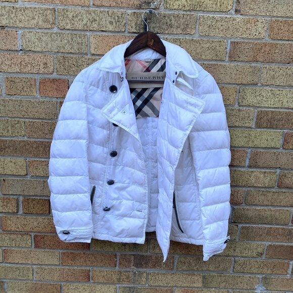 Burberry Goose Down Novacheck Puffer Jacket Medium White - Picture 1 of 16